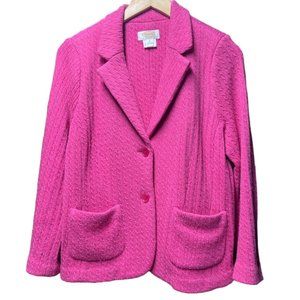 Talbots Wool Blazer Petite Size Small Pink 100% Merino Wool Blazer Sweater
